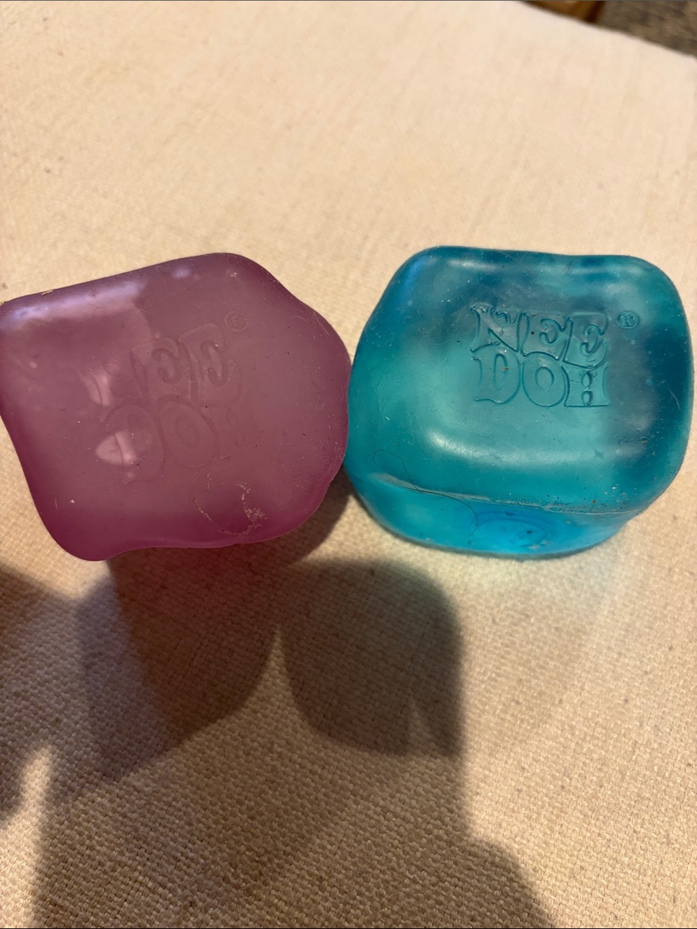 2 nee doh squishy cubes used blue purple